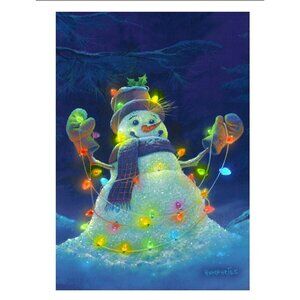 Toland Home Garden Snowman Glowman Christmas Winter Decorative Flag 28”x 40”